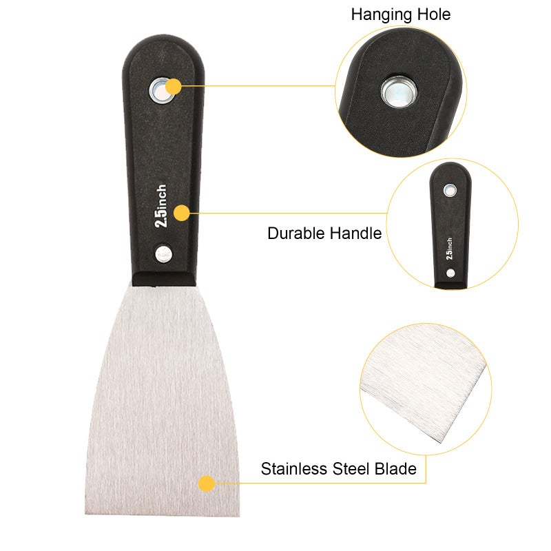 QEES 7 PCS Drywall Tools,Putty Knife Scraper Tool,Stainless Steel Paint Scraper Spackle Knife,Drywall Scraper Spackle Taping Knife for Spreading Mud, Taping,Repairing Wall. - Image 5